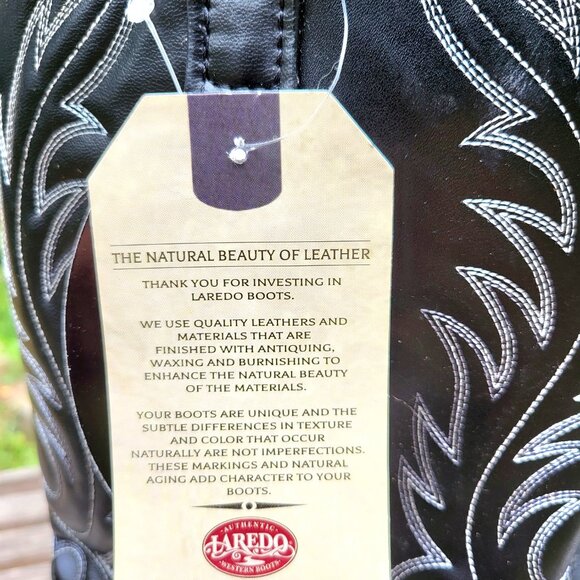 NWOB Laredo Black Leather Cowboy Boots - Style# 5740 - Size 10W - Picture 3 of 11